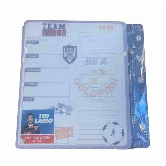 Team Ted Lasso Note Pad List and Pen Be a Goldfish Weekly Daily Planner - Picture 1 of 10
